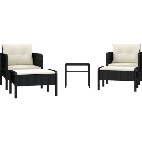 Maison Exclusive - 5-tlg. Garten-Lounge-Set mit Kissen Schwarz Po