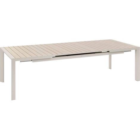 Hesperide – Table de jardin extensible rectangulaire 10 places – Aluminium traité époxy – Longueur 214/274 cm – Design effet bois lin et argile