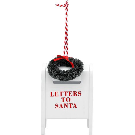 Boîte aux lettres du Père Noël - Décoration suspendue - Décoration de Noël - Fer forgé blanc léger et réutilisable (1/5)