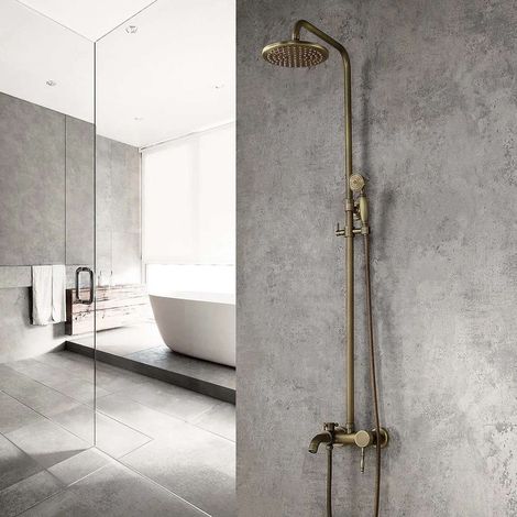 Colonne bain douche mitigeur bronze antique Ø20cm, Luxem (1/5)