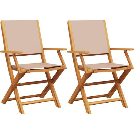 Garden Chairs 2 pcs Taupe Solid Wood Acacia and Fabric vidaXL