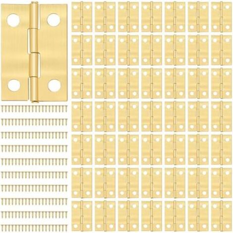 Petites Charnières Mini Charnière avec 200pcs Vis Charnière Miniature pour DIY Boîte Modèle Jouet Ouvrages D'art Artisanat 24 16mm Doré 50 Pièces (1/5)