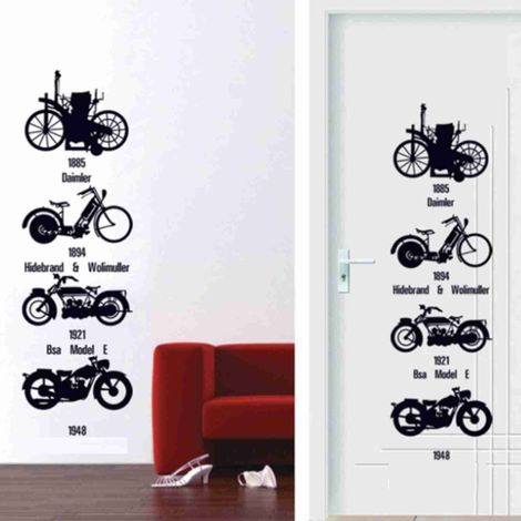 Autocollant mural motif vélo moto décoratif pour salon chambre mur de fond (1/4)