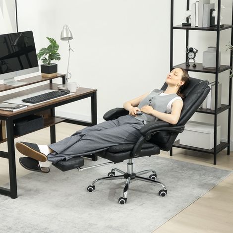 Fauteuil de massage Fauteuil de bureau avec fonction de massage,incluant repose-pieds,hauteur réglable,64 cm x 70 cm x 118 cm,noir (1/5)