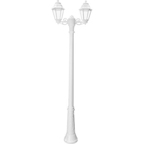 Lampadaire extérieur double 2x E27 17W IP55 – Système CCT blanc chaud/neutre/froid – Base résine antichoc – Dimensions 2090 x 610mm – Fumagalli