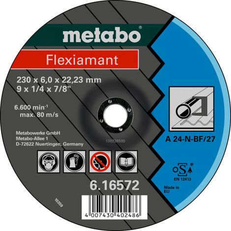 Flexiamant 180 x 6,0 x 22,23 acier, meule d'ébarbage, modèle coudé metabo 10 pièces