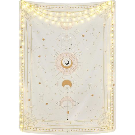 Wandteppich mit Mondphasen, Tarot, Sternbildern, Astrologie, Wanddekoration für Wohnzimmer und Schlafzimmer, 150 x 130 cm (1/5)