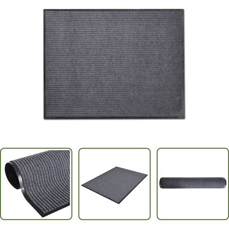 vidaXL Paillasson anti-humidité - Tapis d'entrée gris 90 x 60 cm PVC (1/5)