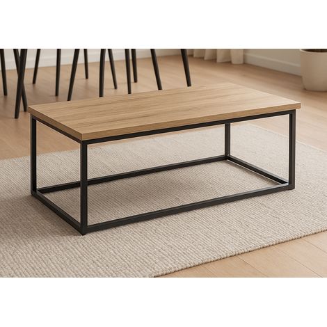 Mesa centro para salón acabado modelo Aitana acabado roble/negro, 40cm(alto) 100cm(ancho) 50cm(largo)