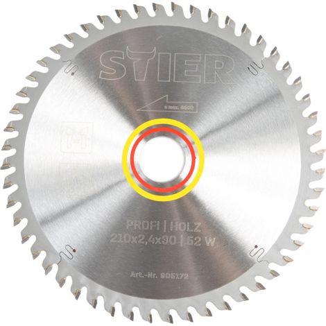 Lame de scie circulaire STIER Profi, bois, 210x2,4x30 52W, angle de coupe 5°