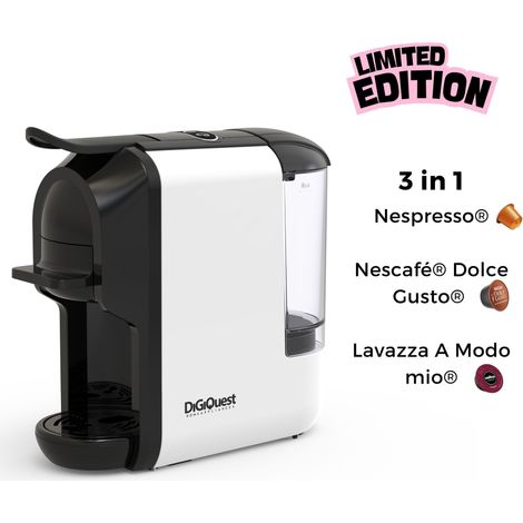 DIGIQUEST LIMITED EDITION  Macchina da caffè Multicompatibile COFFY WHITE Caffè corto e lungo  Potenza 1450 W 0,6 Litri 19 Bar Adatta ai gusti di tutti (1/5)