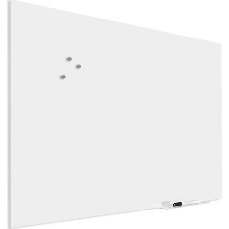 Pizarra de vidrio premium con fijación ciega - 60x90 cm - Blanco