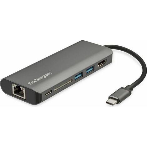 StarTech.com USB C Multiport Adapter mit 4K HDMI - USB-C Reisedock mit 4K HDMI, 3x USB 3.0 Hub, SD/SDHC Kartenleser, GbE, 60W PD 3.0 Pass-Through - USB-C/Thunderbolt 3 Reise-/Minidock