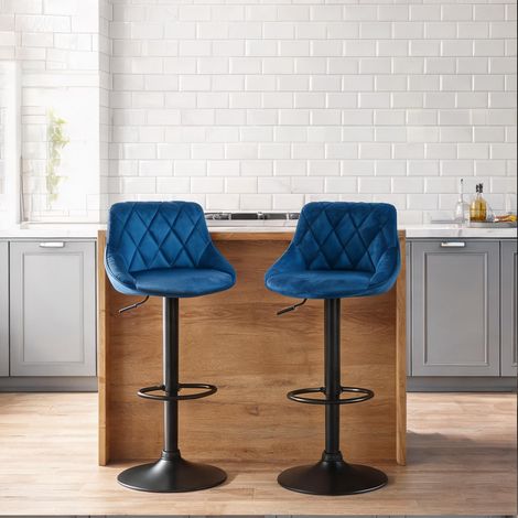 Tabouret de bar blu en finta pelle PU Metallo 46 x 48 x 104 cm (1/5)