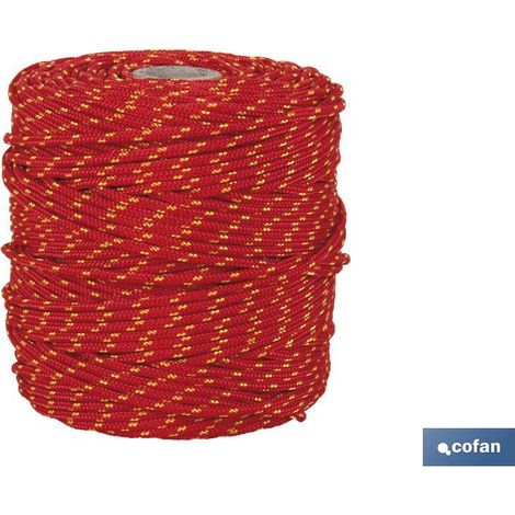 Cavo intrecciato hippie rosso/giallo 3 mm x 100 m (1/2)