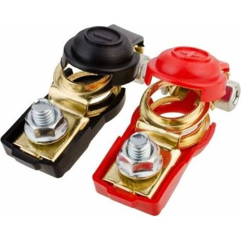 Terminales de batería, conectores de batería, interruptor de batería para barco/camión/coche/furgoneta, rojo y negro, positivo y negativo (1 par) (1/4)
