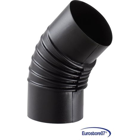 gomito 45° porcellanato per tubo fumi  stufe a legna nero opaco - ø cm.15 (1/4)
