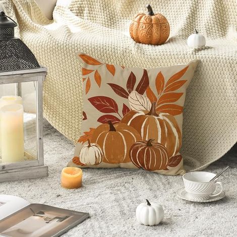 Housses de Coussin Automne Feuilles Citrouilles 45x45cm (1/2)