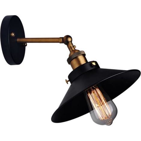 Luminaires de lampe mural parapluie Metal noir Vintage Loft,Lampe bougeoir mural rétro,Luminaires de haute qualité Loft mur lumière (1/4)