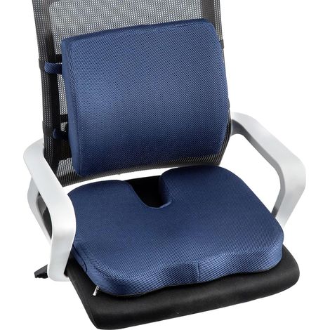 Youyijia Support Pillow and Seat Cushion Ergonomic Coccyx Back Support, Lumbar Support Cushions to Relieve Sciatica and Back Pain for Gaming, Car Seat Cushion, Chair Pad (Blue) (1/5)