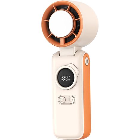 Ventilatore portatile, pieghevole e ricaricabile, con funzione di raffreddamento, funzionamento silenzioso a 5 velocità, con supporto, cordino e custodia per il trasporto, ventilatore personale ricari