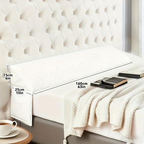 Coussin de Lit Triangulaire – Cale de Remplissage pour Espace Tête. Appui-Tête et Dossier Amovible. Blanc pur (Blanc pur 160 cm) (1/5)