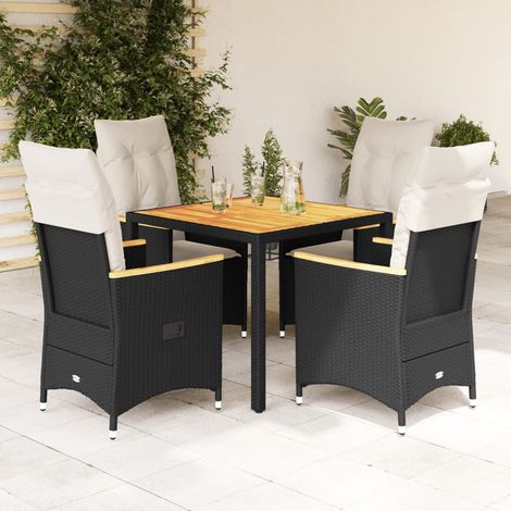 Ensemble à manger de jardin coussins 5 pcs-Salon de jardin Noir Résine tressée 559972 (1/5)