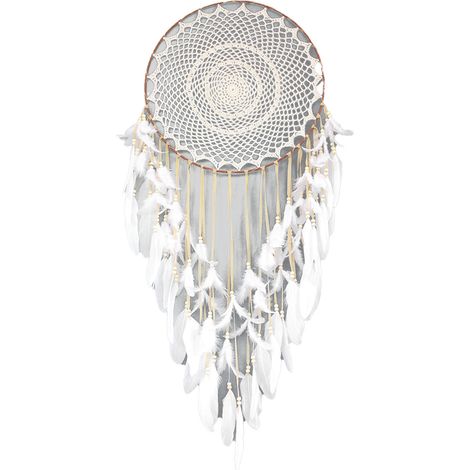 Carillon éolien beige à plumes, style vintage, décoratif, robuste et artisanal, pour balcon (type A). (1/5)