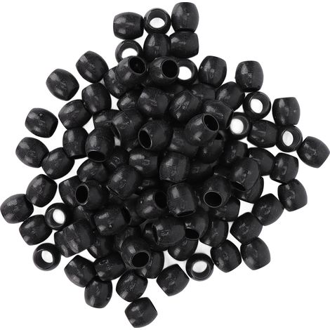 100 perles noires pour tresses dreadlocks et barbe, accessoires de décoration capillaire DIY (1/5)
