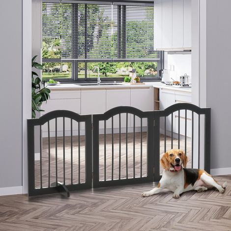 Faltbares Hundeschutzgitter mit 3 Paneelen 154,5 x 61 cm, schwarz HAVRYA (1/5)