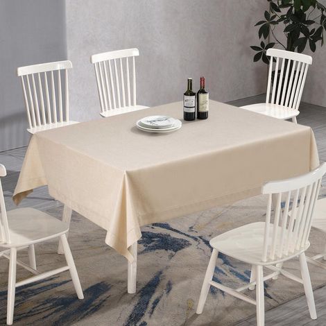 Rechteckige Tischdecke Beige 155x400cm, Knitterfrei, Leinenoptik, Handgefertigt
