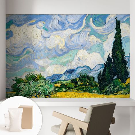 Papier peint intissé pour salon chambre à coucher peint imprimé Installation facile - Colle incluse gratuite Nuages expressifs 104x70 cm (1/5)