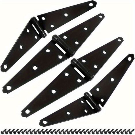 Lot de 4 Charnières de Porte en Métal Poli 15,24 cm Trous Pré-Percés, Conception Durable pour Abri, Clôture, Armoire et Portes Extérieures (1/5)