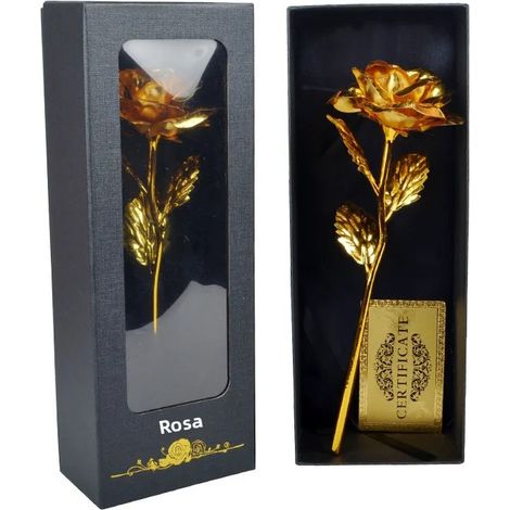 Boîte Cadeau Créative avec Roses Dorées pour la Saint-Valentin, la Fête des Professeurs, Cadeau d'Ouverture Fenêtre aux Roses (1/4)