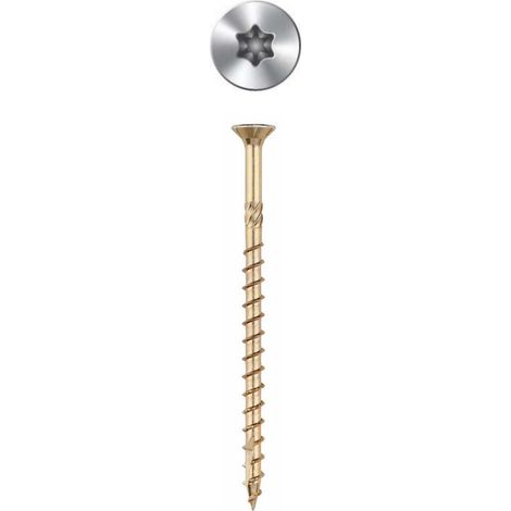 Vis à bois à haut rendement - Tête Fraisée - Filetage partiel - Empreinte Torx - Pointe anti-fendage - Bichromatée 4,5 x 70 - Boite de 250