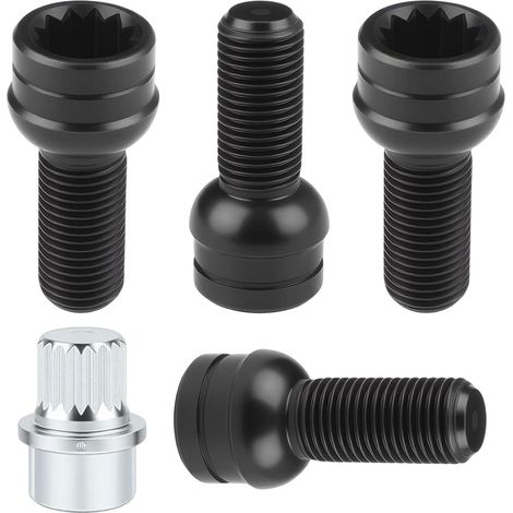 4 Boulons de Roue Antivol M14 x 1.5 mm avec Écrous de Roue, Écrous de Roue Sécurisés en Acier Résistance Protection et la Sécurité des Roues pour et Voitures Européennes (1/5)