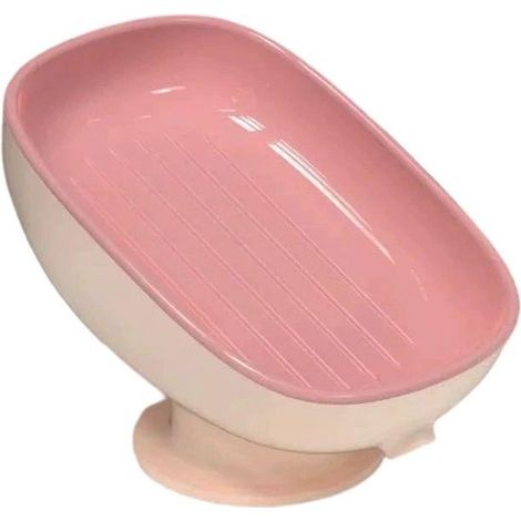 Un portasapone staccabile - Portasapone da bagno regolabile in angolazione con ventosa - Portasapone da bagno domestico senza foratura (rosa)