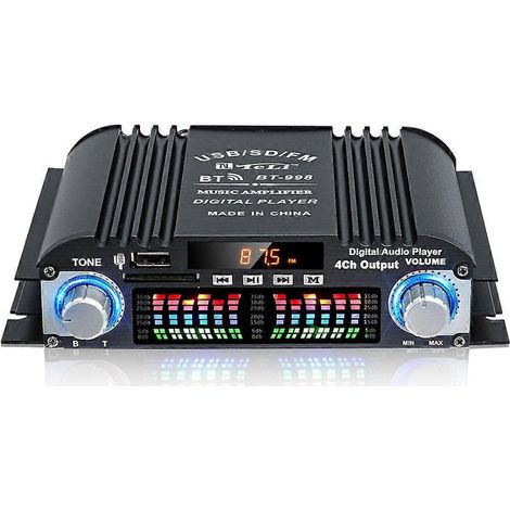 Amplificateur audio numérique Hi-Fi BT-998 avec écran LCD, classe D, Bluetooth, radio FM, port USB et carte SD. (1/5)
