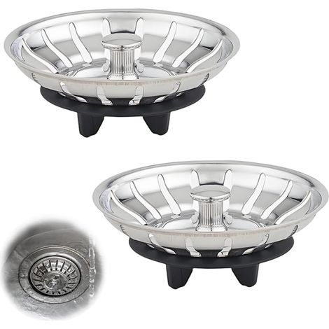 Lot de 2 paniers d'évier Diamètre : 80 mm Avec joint en caoutchouc à trois pieds Compatible avec IKEA Pièce de rechange pour siphon d'évier de cuisine Type d'âge