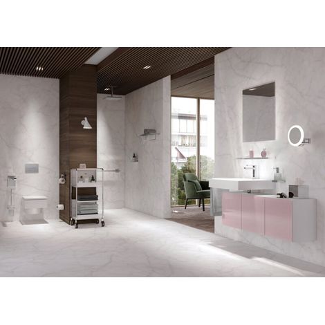 Lavabo 600 mm, sans trop-plein ni trou de robinetterie, en fonte minérale blanche (1/5)