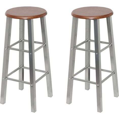 Lot de 4 Tabourets de bar,Chaise de bar argenté et marron MDF CFW777995 (1/5)