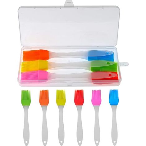 6 Pièces Pinceau en Silicone, Brosses à Pâtisserie en Silicone Résistant à la Chaleur, Pinceau de Cuisine pour Barbecue, Gâteaux, Cuisson, 6 Couleur (1/5)