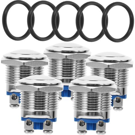 5 boutons-poussoirs - inox argenté étanche - usage panneau (1/5)