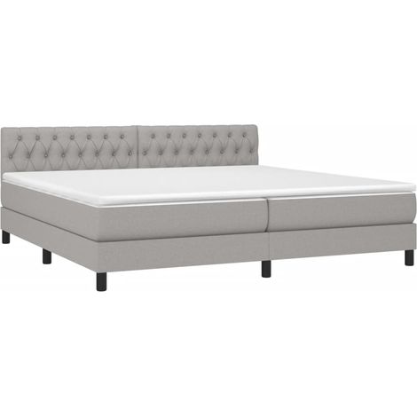 Cadre de lit LED avec sommier tête de lit matelas surmatelas 200x200 cm tissu gris clair TDL0207794