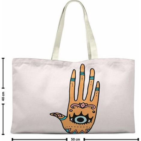 Sac Shopping - Toile Coton 100 % - 70 X 50 X 1 Cm - Anses 30 Cm - Réutilisable - 1 Pièce (1/2)