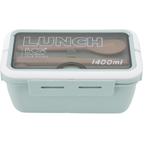 Bento-Lunchbox mit 3 Fächern, 1400 ml Fassungsvermögen, isoliert, für Kinder, Schüler, Büro, Schule, Grün (1/5)