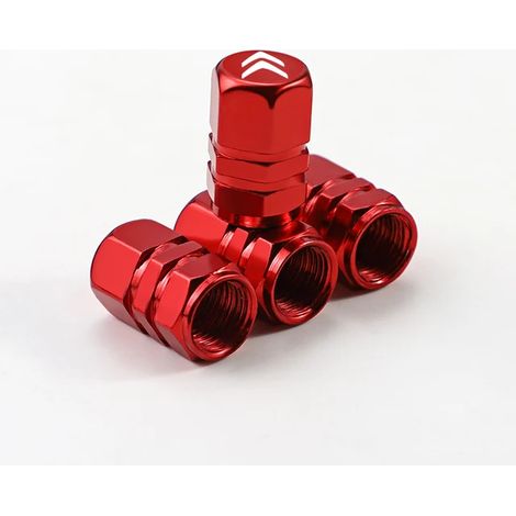 (Rouge C) 4 pièces Bouchons de valve de pneu pour voiture, compatibles avec C4 C3 C5 C1 C2 Berlingo Celysee Cactus Picasso Aircross Saxo (1/5)
