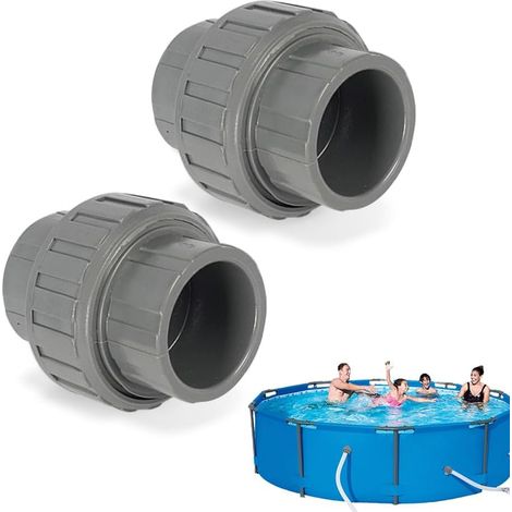 Lot de 2 raccords à visser en PVC 50 mm - Raccords en PVC - Pour tuyaux de piscine de 50 mm - Manchon adhésif x filetage extérieur - Raccord en PVC U pour tuyaux de piscine, pompes (1/5)