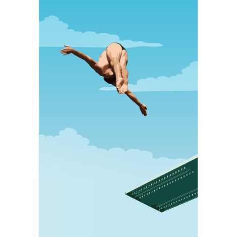 Tableau sur toile plongeon 30x45 cm - Impression sur Toile Murale Décorative - Image imprimée en HD sur Toile - Toile sur Châssis en Bois FSC - Fabriqué en France (1/5)