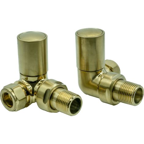 Reina Crova Corner Radiator Valves Pair - Brushed Brass